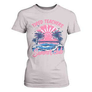 Tired Teachers Summer Club T Shirt For Women Retro Mama Summer Beach Vacation Gift