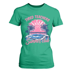 Tired Teachers Summer Club T Shirt For Women Retro Mama Summer Beach Vacation Gift