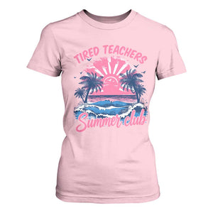 Tired Teachers Summer Club T Shirt For Women Retro Mama Summer Beach Vacation Gift