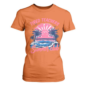 Tired Teachers Summer Club T Shirt For Women Retro Mama Summer Beach Vacation Gift