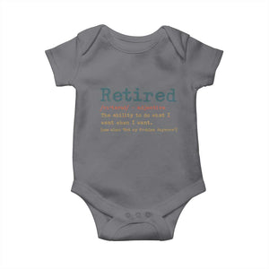 Funny Retirement Party Baby Onesie Retired Definition Funny Retirement Gag TS10 Charcoal Print Your Wear