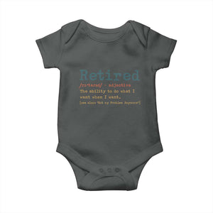 Funny Retirement Party Baby Onesie Retired Definition Funny Retirement Gag TS10 Dark Heather Print Your Wear