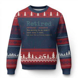 Funny Retirement Party Ugly Christmas Sweater Retired Definition Funny Retirement Gag TS10 Navy Red Print Your Wear