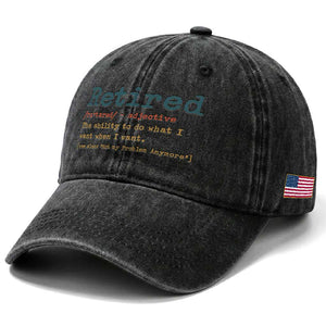 Funny Retirement Party Washed Cotton Baseball Cap Retired Definition Funny Retirement Gag TS10 Print Your Wear