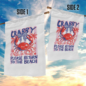 Summer Vacation Garden Flag If Crabby Return To Beach Retro Graphic