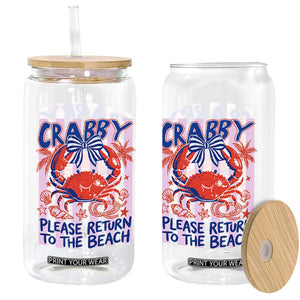 Summer Vacation Glass Can If Crabby Return To Beach Retro Graphic