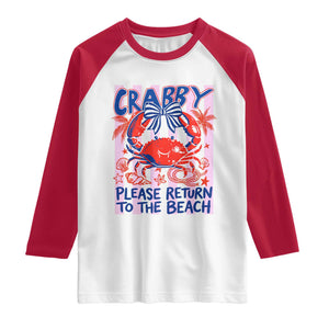 Summer Vacation Raglan Shirt If Crabby Return To Beach Retro Graphic