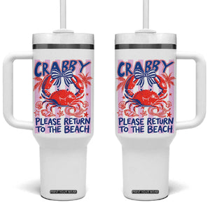 Summer Vacation Tumbler With Handle If Crabby Return To Beach Retro Graphic