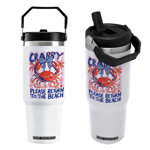 Summer Vacation Flip Straw Tumbler If Crabby Return To Beach Retro Graphic