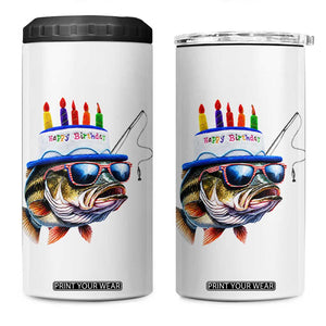 Bass Fishing Birthday 4 in 1 Can Cooler Tumbler Fish Party Theme
