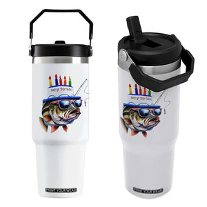 Bass Fishing Birthday Flip Straw Tumbler Fish Party Theme