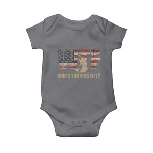 50th Birthday Baby Onesie Funny WTF Whos Turning Fifty Vintage Fishing 50 Year Old Gift TS10 Charcoal Print Your Wear