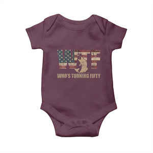 50th Birthday Baby Onesie Funny WTF Whos Turning Fifty Vintage Fishing 50 Year Old Gift TS10 Maroon Print Your Wear