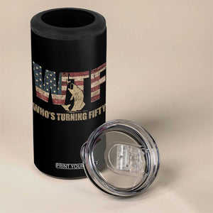 50th Birthday 4 in 1 Can Cooler Tumbler Funny WTF Whos Turning Fifty Vintage Fishing 50 Year Old Gift TS10 Print Your Wear