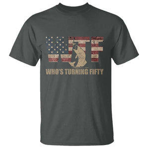 50th Birthday T Shirt Funny WTF Whos Turning Fifty Vintage Fishing 50 Year Old Gift TS10 Dark Heather Print Your Wear