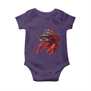 Funny Western Country Crawfish Lover Graphic Baby Onesie American Flag Cowboy Lobster Patriotic Cajun Season TS10 Purple Print Your Wear