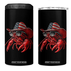 Funny Western Country Crawfish Lover Graphic 4 in 1 Can Cooler Tumbler American Flag Cowboy Lobster Patriotic Cajun Season TS10 One Size: 16 oz Black Print Your Wear