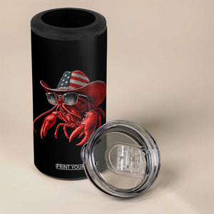 Funny Western Country Crawfish Lover Graphic 4 in 1 Can Cooler Tumbler American Flag Cowboy Lobster Patriotic Cajun Season TS10 Print Your Wear