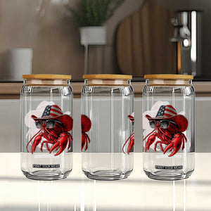 Funny Western Country Crawfish Lover Graphic Glass Can American Flag Cowboy Lobster Patriotic Cajun Season TS10 Print Your Wear