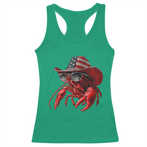 Funny Western Country Crawfish Lover Graphic Racerback Tank Top American Flag Cowboy Lobster Patriotic Cajun Season TS10 Irish Green Print Your Wear