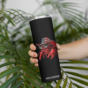 Funny Western Country Crawfish Lover Graphic Skinny Tumbler American Flag Cowboy Lobster Patriotic Cajun Season TS10 Print Your Wear