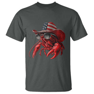 Funny Western Country Crawfish Lover Graphic T Shirt American Flag Cowboy Lobster Patriotic Cajun Season TS10 Dark Heather Print Your Wear
