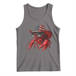 Funny Western Country Crawfish Lover Graphic Tank Top American Flag Cowboy Lobster Patriotic Cajun Season TS10 Deep Heather Print Your Wear