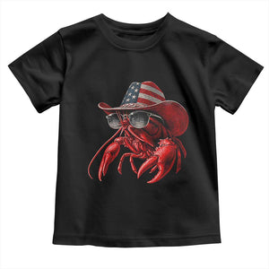Funny Western Country Crawfish Lover Graphic Toddler T Shirt American Flag Cowboy Lobster Patriotic Cajun Season TS10 Black Print Your Wear