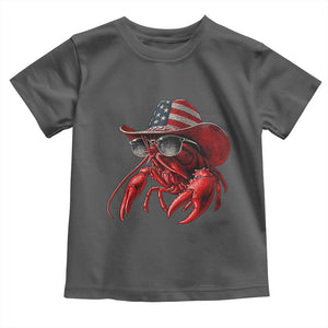 Funny Western Country Crawfish Lover Graphic Toddler T Shirt American Flag Cowboy Lobster Patriotic Cajun Season TS10 Dark Heather Print Your Wear