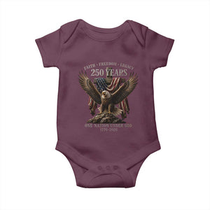 Eagle 250th Anniversary USA Baby Onesie 250 Years Faith Freedom Legacy One Nation Under God Flag TS10 Maroon Print Your Wear