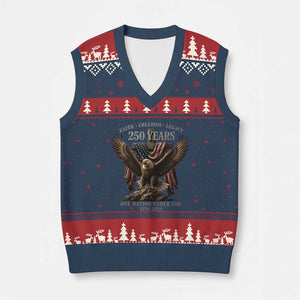 Eagle 250th Anniversary USA V-Neck Knit Sweater Vest 250 Years Faith Freedom Legacy One Nation Under God Flag TS10 Navy Red Print Your Wear
