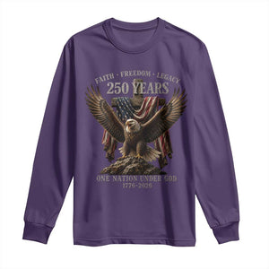 Eagle 250th Anniversary USA Long Sleeve Shirt 250 Years Faith Freedom Legacy One Nation Under God Flag TS10 Purple Print Your Wear