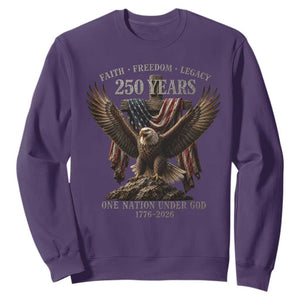 Eagle 250th Anniversary USA Sweatshirt 250 Years Faith Freedom Legacy One Nation Under God Flag TS10 Purple Print Your Wear