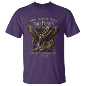 Eagle 250th Anniversary USA T Shirt 250 Years Faith Freedom Legacy One Nation Under God Flag TS10 Purple Print Your Wear