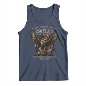 Eagle 250th Anniversary USA Tank Top 250 Years Faith Freedom Legacy One Nation Under God Flag TS10 Navy Print Your Wear