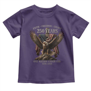 Eagle 250th Anniversary USA Toddler T Shirt 250 Years Faith Freedom Legacy One Nation Under God Flag TS10 Purple Print Your Wear