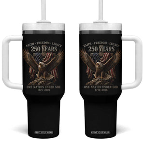Eagle 250th Anniversary USA Tumbler With Handle 250 Years Faith Freedom Legacy One Nation Under God Flag TS10 One Size: 40 oz Black Print Your Wear