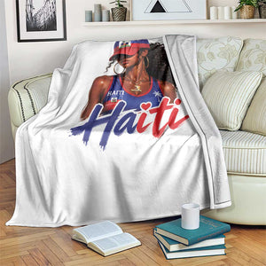 Haitian Girl Throw Blanket Melanin Black Girls Haiti Flag Proud Haitienne TS10 Print Your Wear