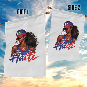 Haitian Girl Garden Flag Melanin Black Girls Haiti Flag Proud Haitienne TS10 Print Your Wear