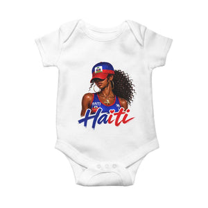 Haitian Girl Baby Onesie Melanin Black Girls Haiti Flag Proud Haitienne TS10 White Print Your Wear
