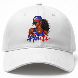 Haitian Girl Baseball Cap Melanin Black Girls Haiti Flag Proud Haitienne TS10 Print Your Wear