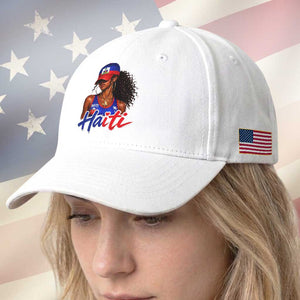 Haitian Girl Baseball Cap Melanin Black Girls Haiti Flag Proud Haitienne TS10 Print Your Wear