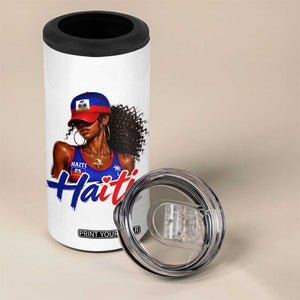 Haitian Girl 4 in 1 Can Cooler Tumbler Melanin Black Girls Haiti Flag Proud Haitienne TS10 Print Your Wear