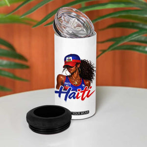 Haitian Girl 4 in 1 Can Cooler Tumbler Melanin Black Girls Haiti Flag Proud Haitienne TS10 Print Your Wear