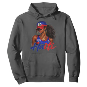 Haitian Girl Hoodie Melanin Black Girls Haiti Flag Proud Haitienne TS10 Dark Heather Print Your Wear