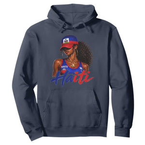 Haitian Girl Hoodie Melanin Black Girls Haiti Flag Proud Haitienne TS10 Navy Print Your Wear