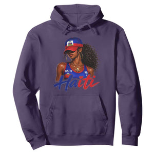 Haitian Girl Hoodie Melanin Black Girls Haiti Flag Proud Haitienne TS10 Purple Print Your Wear