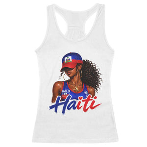 Haitian Girl Racerback Tank Top Melanin Black Girls Haiti Flag Proud Haitienne TS10 White Print Your Wear