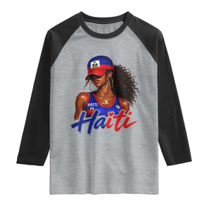 Haitian Girl Raglan Shirt Melanin Black Girls Haiti Flag Proud Haitienne TS10 Heather Gray Black Print Your Wear