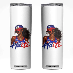 Haitian Girl Skinny Tumbler Melanin Black Girls Haiti Flag Proud Haitienne TS10 White Print Your Wear